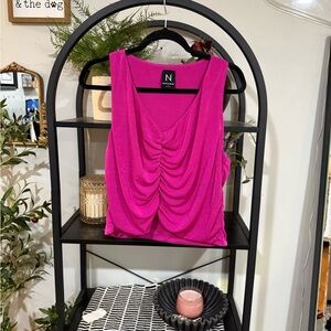 plus size Naked Wardrobe Pink Ruched Sleeveless Tank Top size 1x